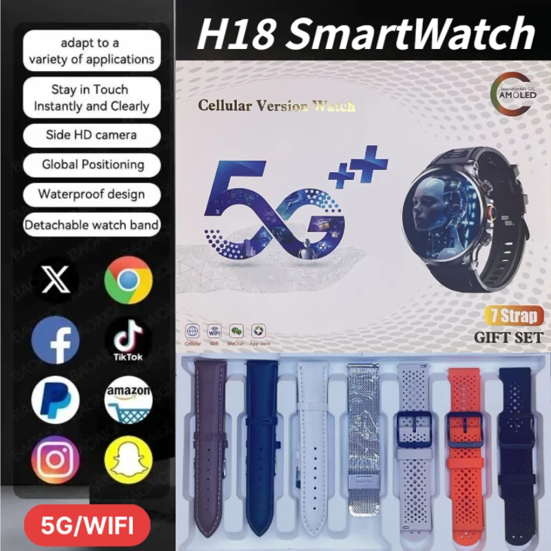 

H18 7-in1 Smart Watch With 500W Camera 128GB Storage 1 95 Inch IPS Display GPS WIFI Heart Rate Tracking Android 9.0 Smartwatch