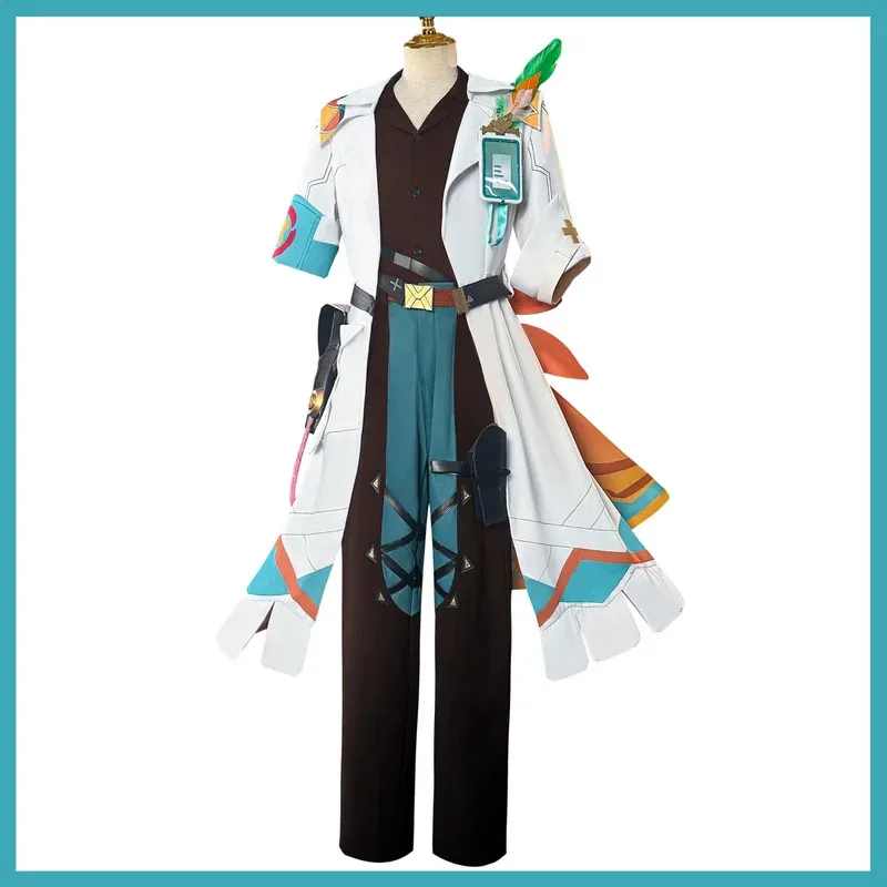 CyGame Ifa تأثيري حلي ناتلان زهرة ريشة عشيرة الطبيب البيطري معطف أبيض عباءة قبعة حذاء شعر مستعار رجل هالوين كرنفال البدلة