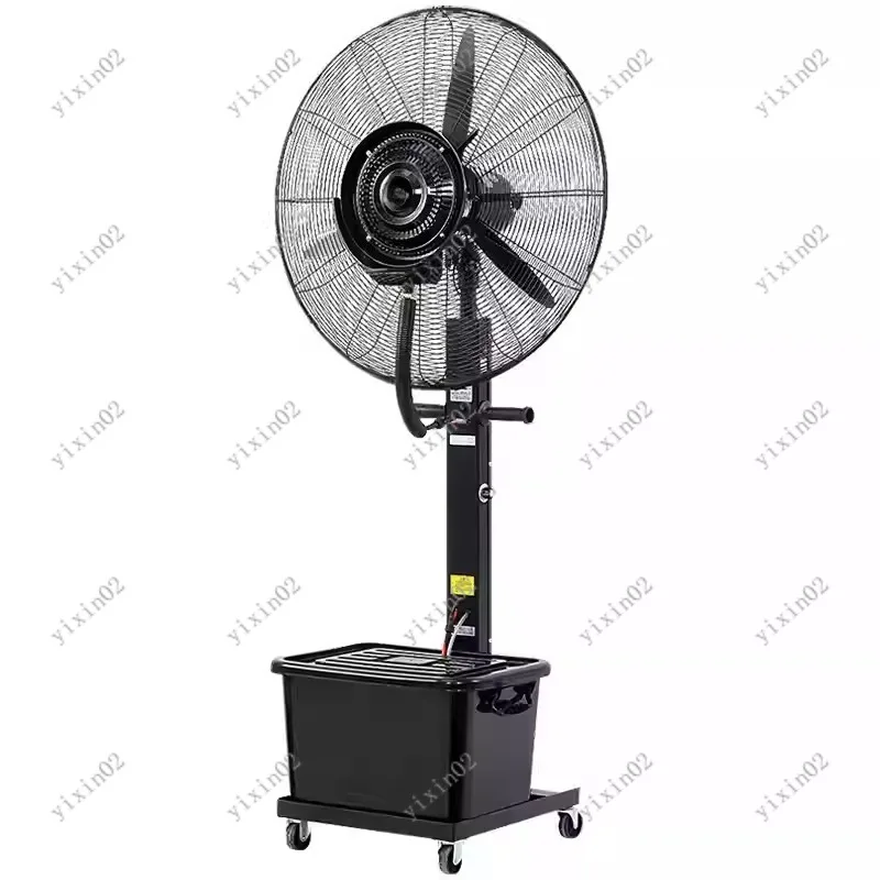 Mobile Industrial Misting Floor Fan, Portable Water‑spray Cooling Humidifying Fan for Workshop