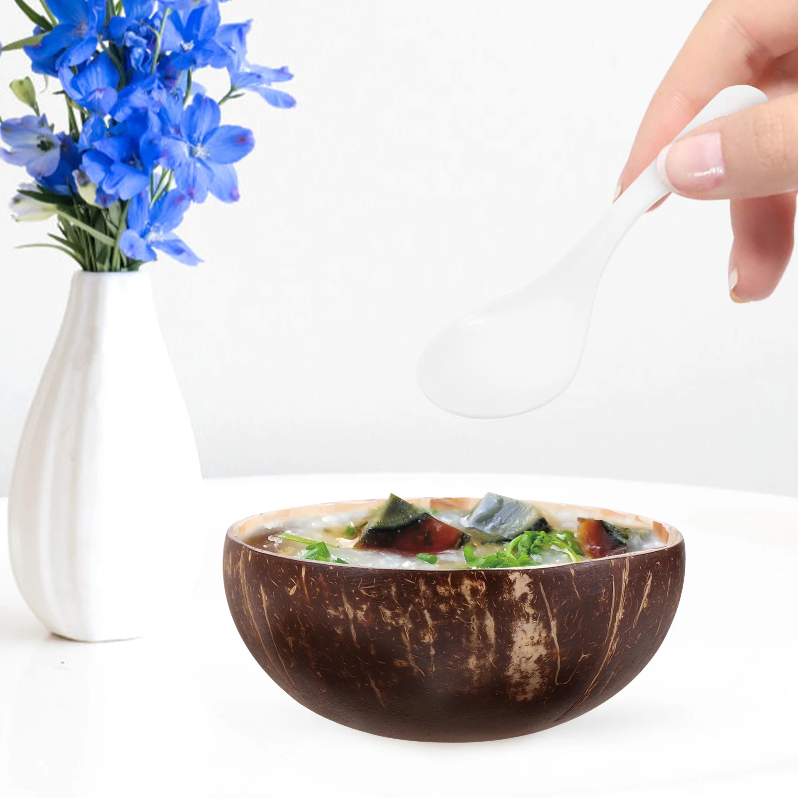 

Coconut Shell Bowl Retro Decor Summer Salad Vintage Dish Natural Coconuts Key Entryway Food Serving Bowls Kitchen Bar