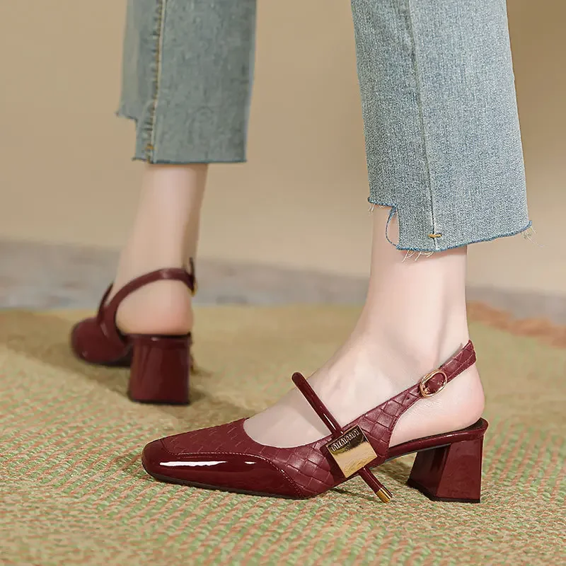 2025 New Summer High Heels After The Empty Fashion Chunky Heels Bun Head Women's Sandals Womens Shoes