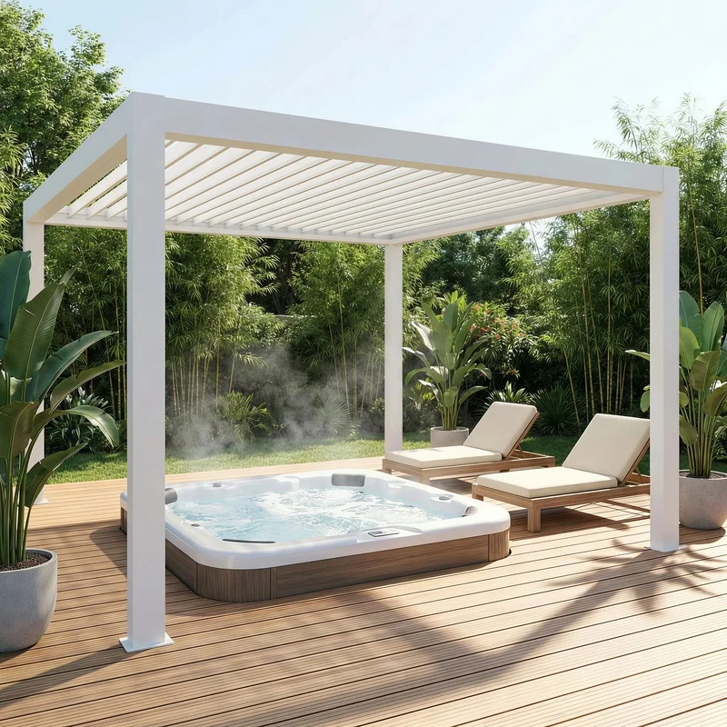 Powder Coated Aluminum Pergola Anti-Rust-Resistant Waterproof Heavy-Duty Coastal Outdoor Balcony Gazbo
