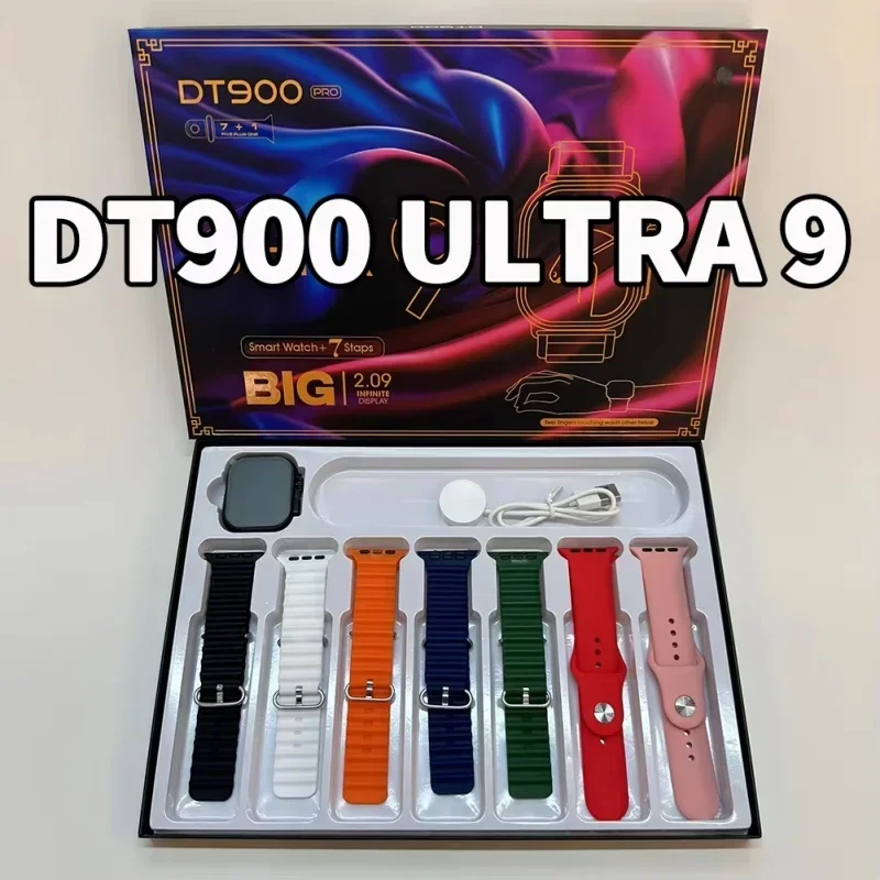 DT900 Ultra Relogio Inteligente, 7 Correias, NFC, GPS Track, Chamada Bluetooth, BT Music, Party Gift, Jogos, Novo, 2024