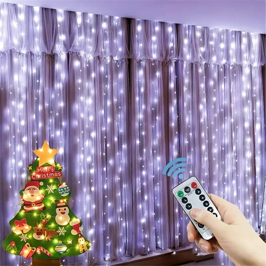 

8 Modes Curtain Garland on The Window USB Powered Fairy Lights Festoon with Remote New Year Garland Led Lights Decor Ramadan