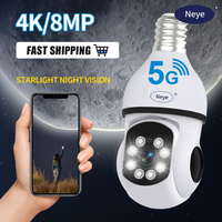 Spotlight E27 Bulb Camera 8MP 5GWiFi Camera Home Indoor 5X Zoom Pan Tilt 360 ° Panoramic No Dead Angle Camera