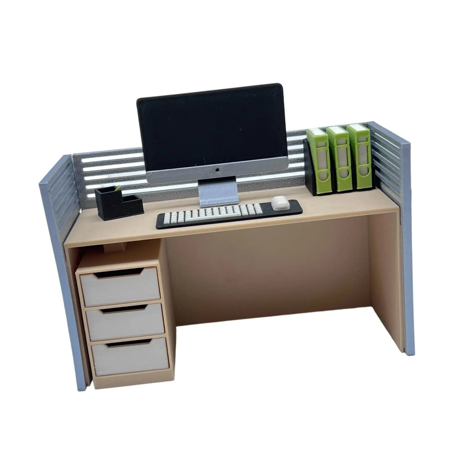 1 12 Miniature Office Desk Dollhouse Furniture Tiny Computer Model Chair Decor for Doll House Accessories Kids Playthings