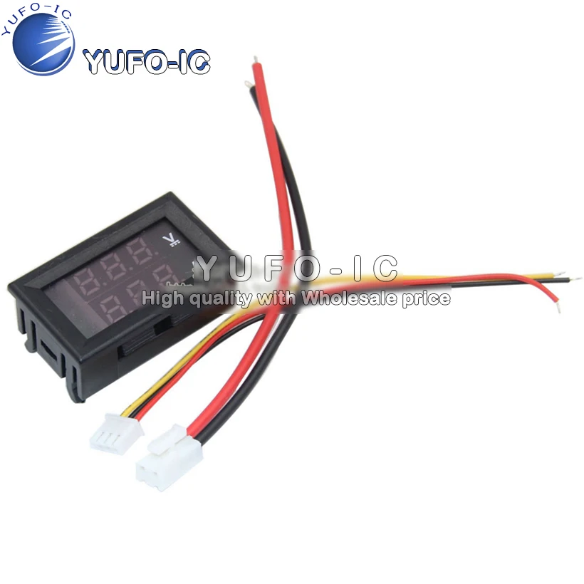 (red, Blue 10 a) DC0-100-v 10A Dc Double LED Display Digital Voltage Ammeter Headband