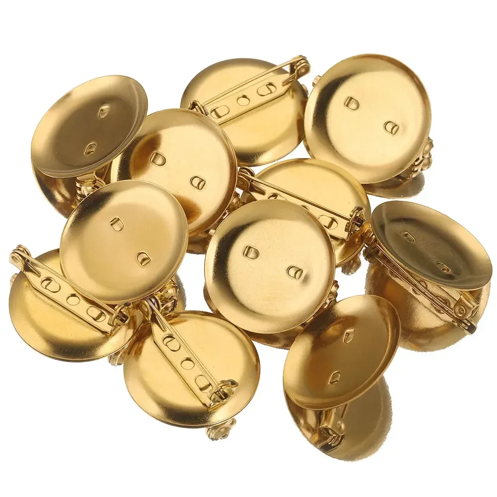 10 pezzi in acciaio inossidabile placcato oro 25mm rotondo grande spilla fai da te spille in resina cabochon vassoio lunetta per gioielli che fanno
