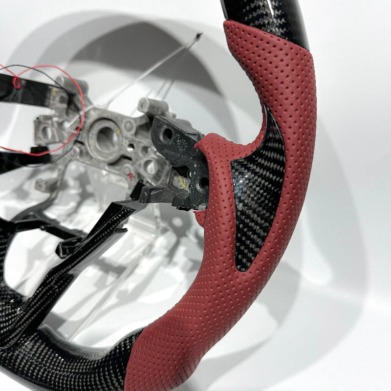 Black Carbon Fiber Steering Wheel for Honda Accord 2018 2019 2020 2021 2022 2023 Flat Bottom for 10th Accord with LED Sports