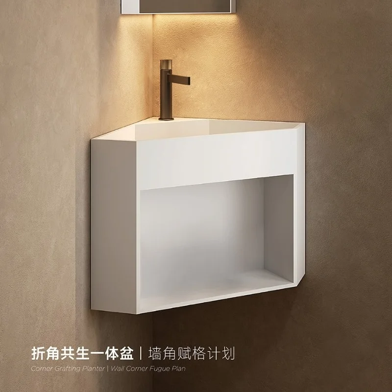 Triangular wash basin high-end art design household hotel homestay integrated cabinet