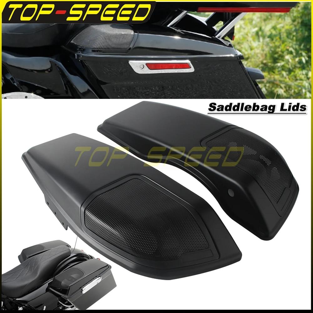 

Для Harley CVO Road Glide ST FLTRXSTSE 2024-25 Street Glide Ultra FLHXU 2025, крышка седельной сумки для динамика, черная крышка седельной сумки с аудио