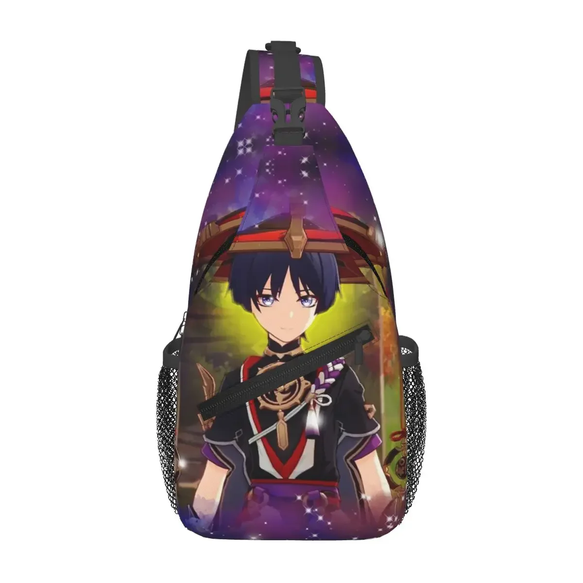 

Scaramouche Genshin Impact Husbando Chest Bag Men Sling Crossbody Backpack Chest Bag Traveling Hiking Daypack Shoulder Bag