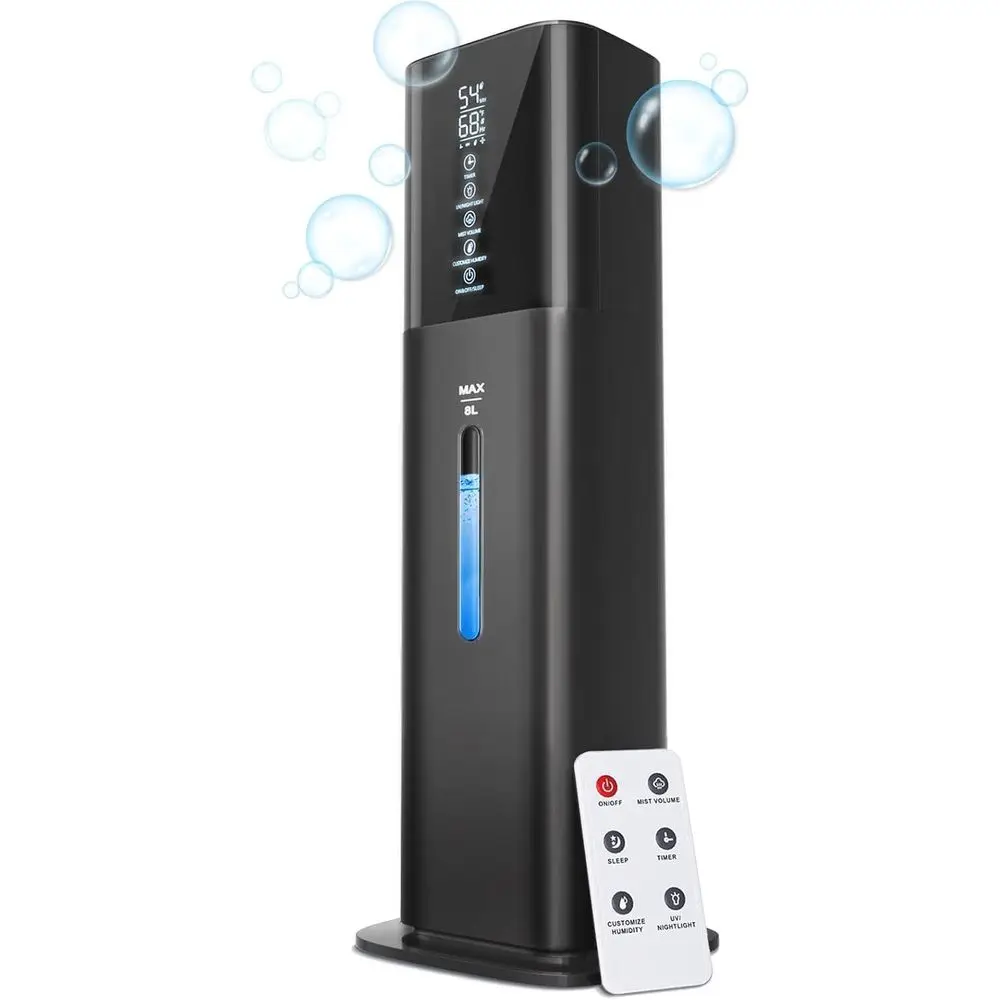 

Whisper-Quiet 8L Mist Humidifier with Timer, 360° Nozzle for Bedrooms, Ideal for Home, Adults, and Plants