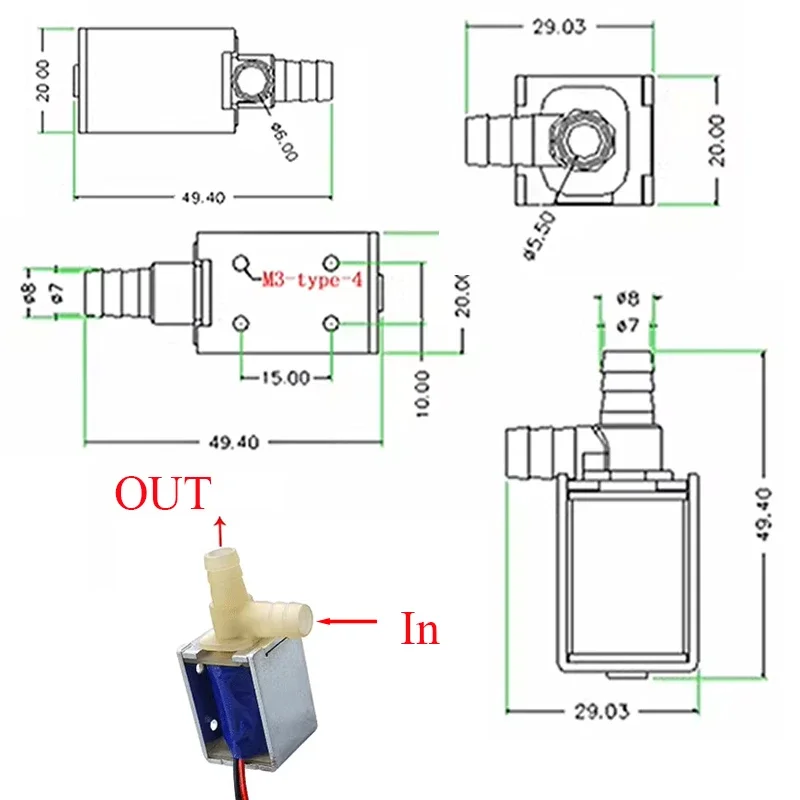 

DC 6V/12V/24V Mini Electric Solenoid Valve 2-Way Normally Closed N/C