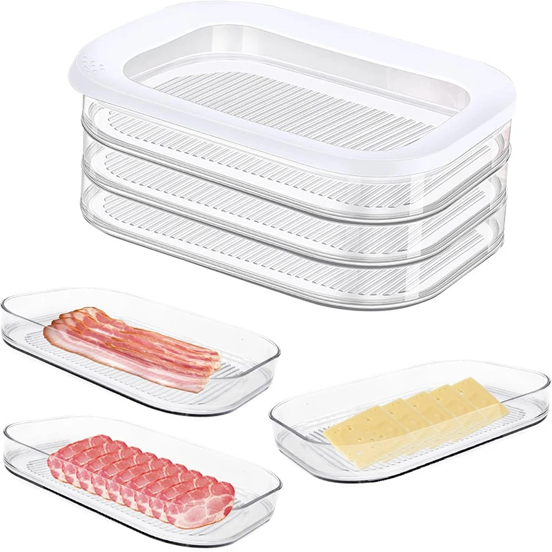 Refrigerated Crisper With Lid Leakproof Meat Containers For Fridge Transparent Frozen Roast Meat Storage Box Kitchen Accessories