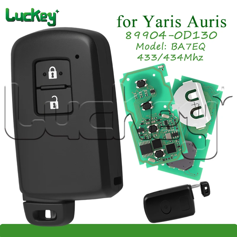 89904-0D130 Car Remote Key for Toyota Auris Yaris Smart Car Key Fob BA7EQ P1 88 DST-AES Chip 433/434Mhz 899040D130 ​2 Buttons