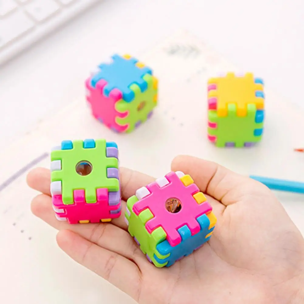 Practical Pencil Cutter Convenient Lovely Bright Color Puzzle Shape Pencil Roller Machine  Pencil Roller Quick Sharpening