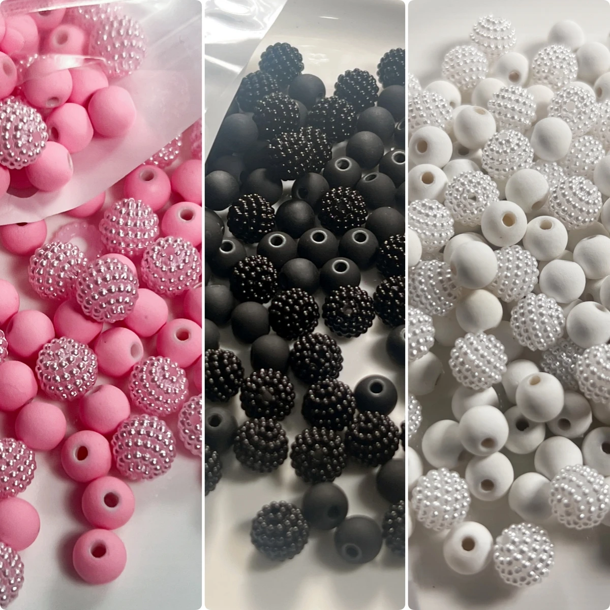 8/10mm Yangmei-Kugeln und Weiche Keramikperlen Hybrid - Schwarz-Weiß Farbhybrid - Acrylperlen, DIY-Zubehör, Anhänger, Deko