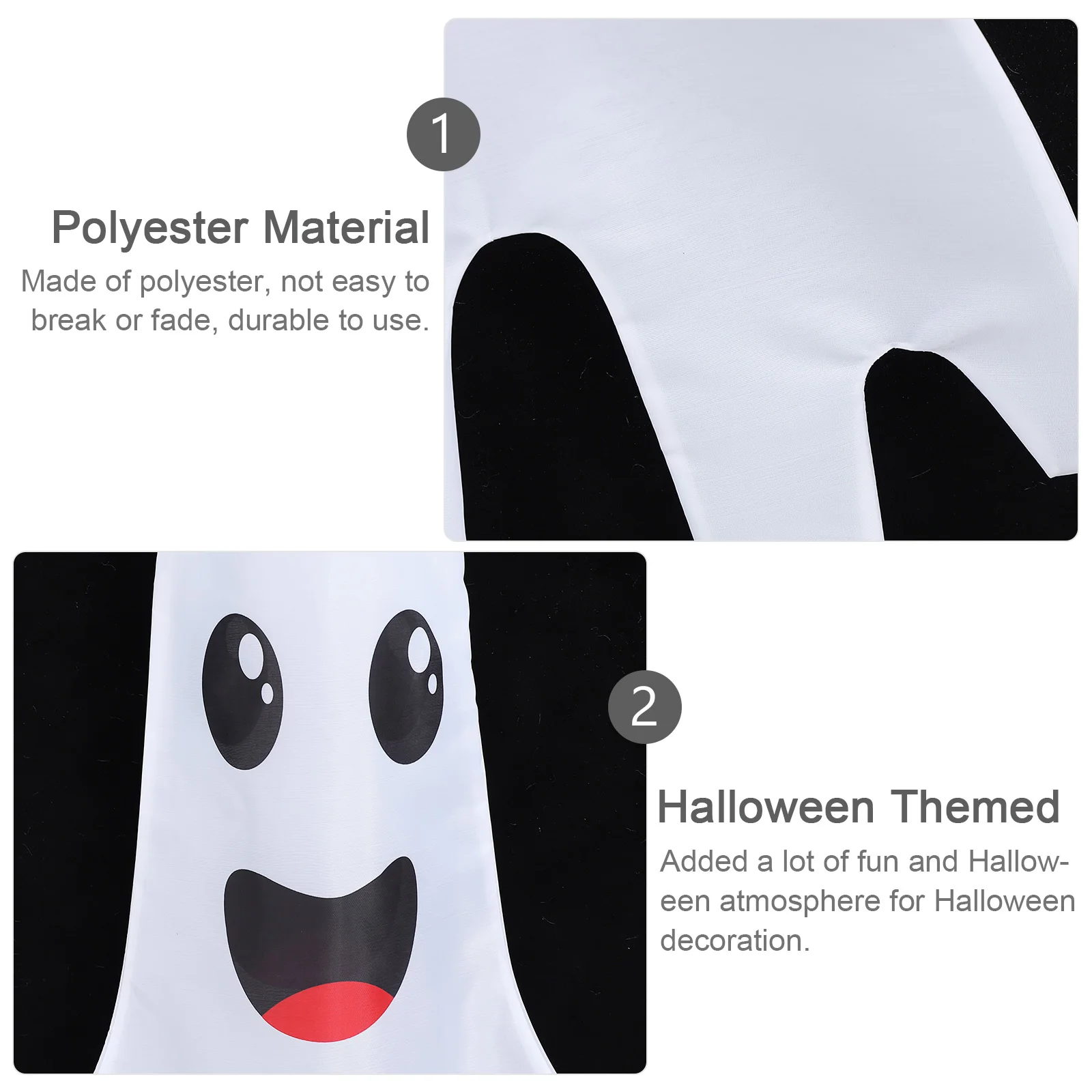 

1Pcs Ghost Halloween Windsock Flag Polyester Hanging Decoration Ghost with White Tail and Big Eyes Halloween Yard Porch Flag
