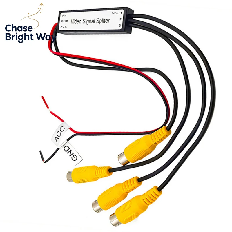 CVBS & AHD720P Video Signal Splitter 1 To 3 Output  Video Booster Amplifier Splitter For Car,Input 3 Output