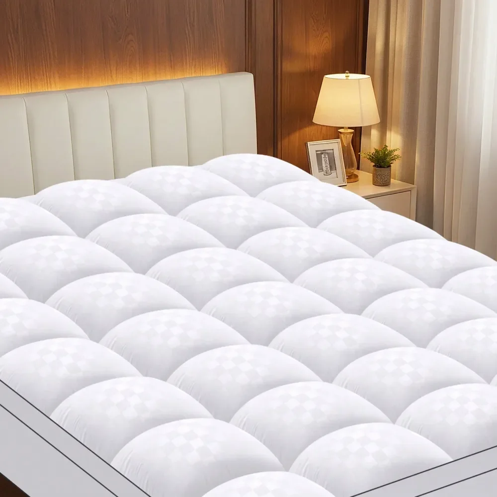 Thick Plush Pillow Top Mattress Pad Cover With 821 Inch Deep Pocket Fit Bed Topper, Mattress Protector Cover, Machine Washable