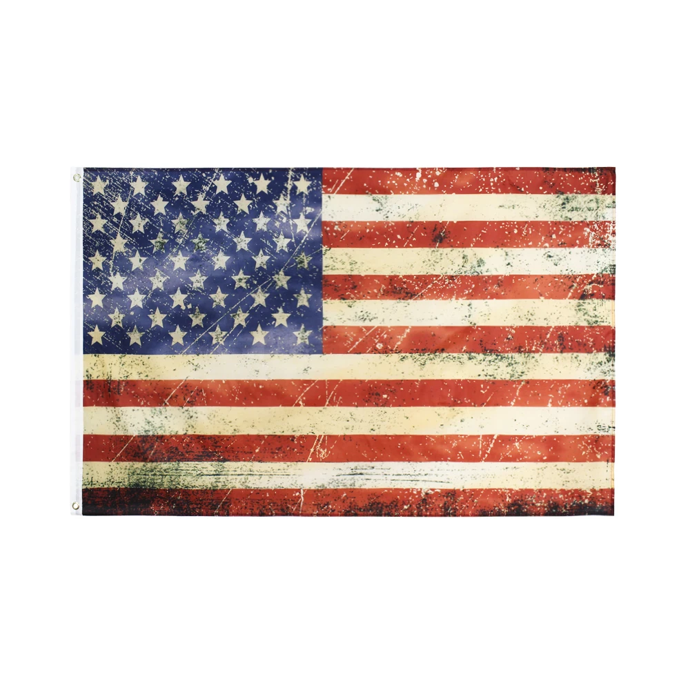 FLAGLINK 90X150cm USA Vintage Style Tea Stained Old Antiqued American Flag For Decoration