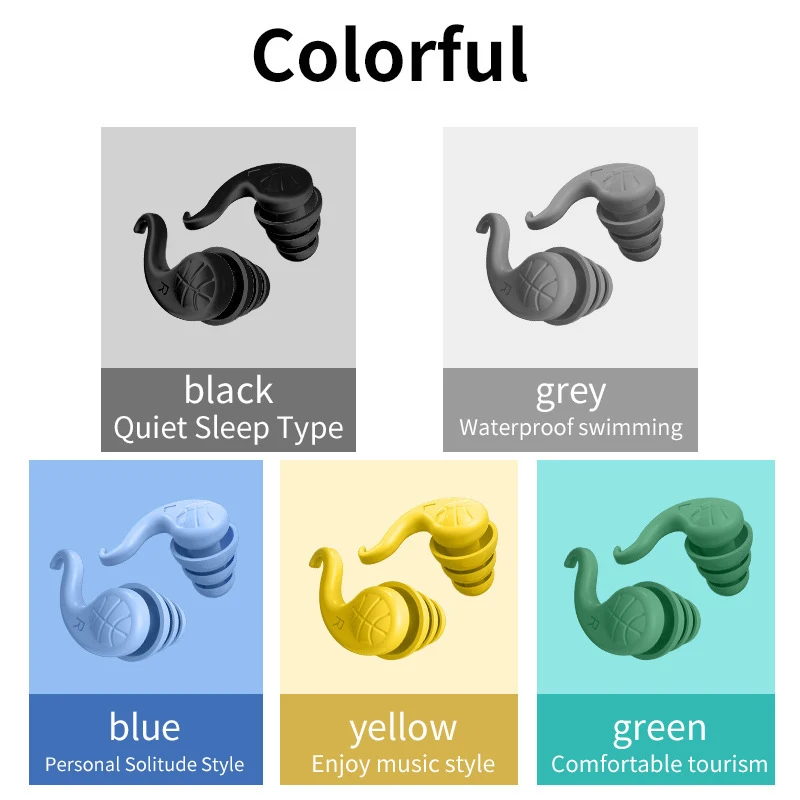 1 Pair Reusable Soundproof Earplugs For Sleeping Soft Silicone Ear Muffs Noise Protection Protection Sound Blocking Ear Plugs