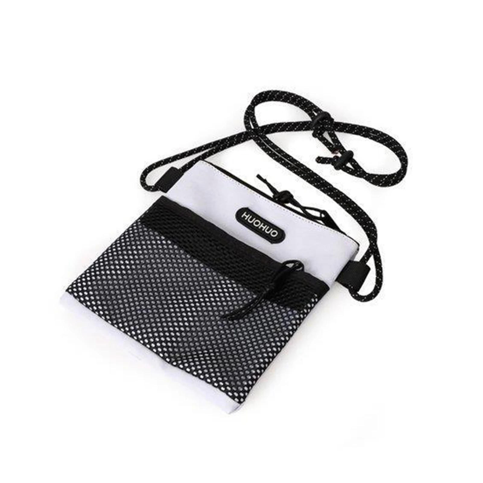 Mini Ultralight Crossbody Bag Large Capacity Bag with Black Mesh Front Pocket for Mobile Phone Cosmetics Keychain