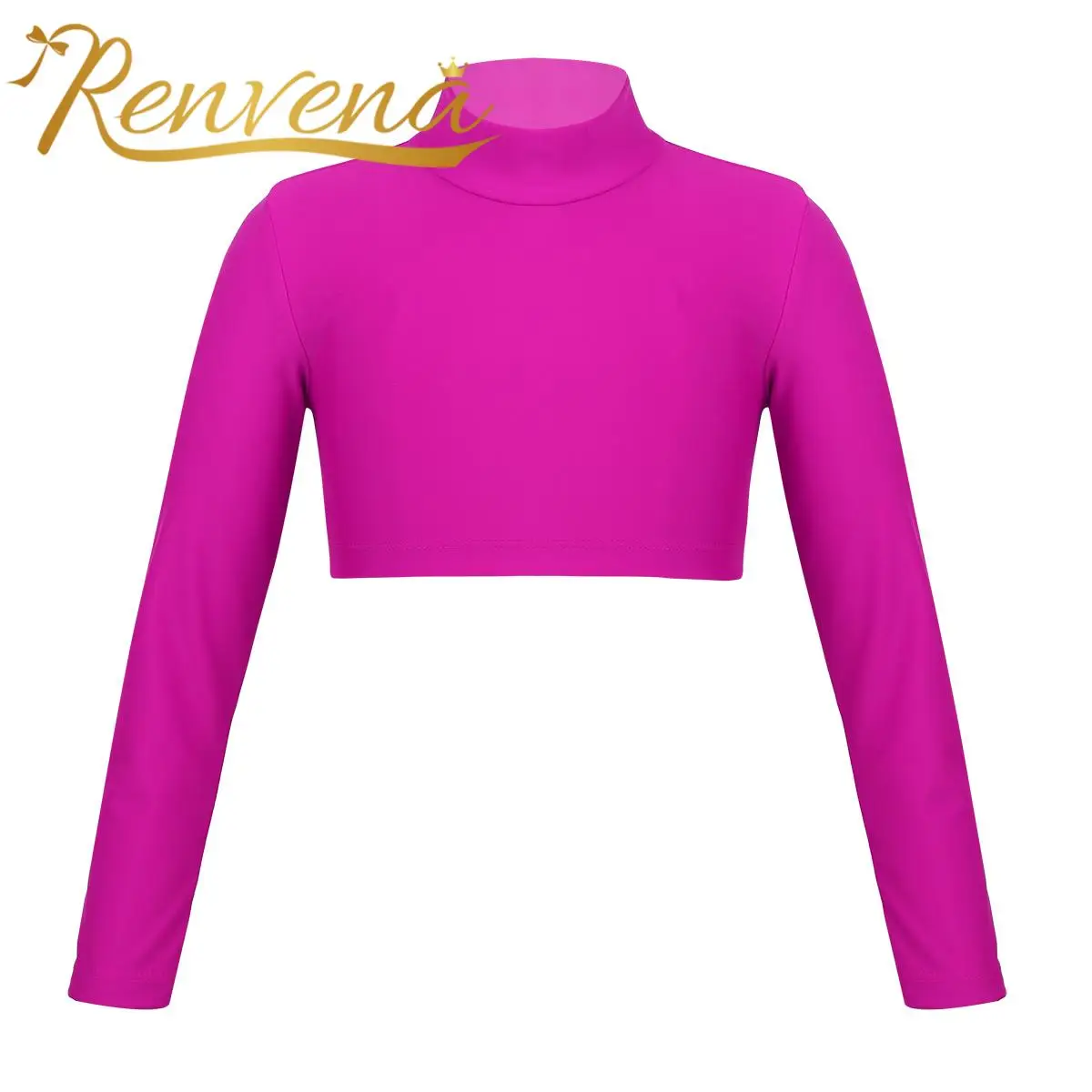 Kids Girls Crop Tops Girl's T-Shirts Top Long Sleeves Solid Color Ballet Costume Gymnastics Dance Wear Children Fitness Tops