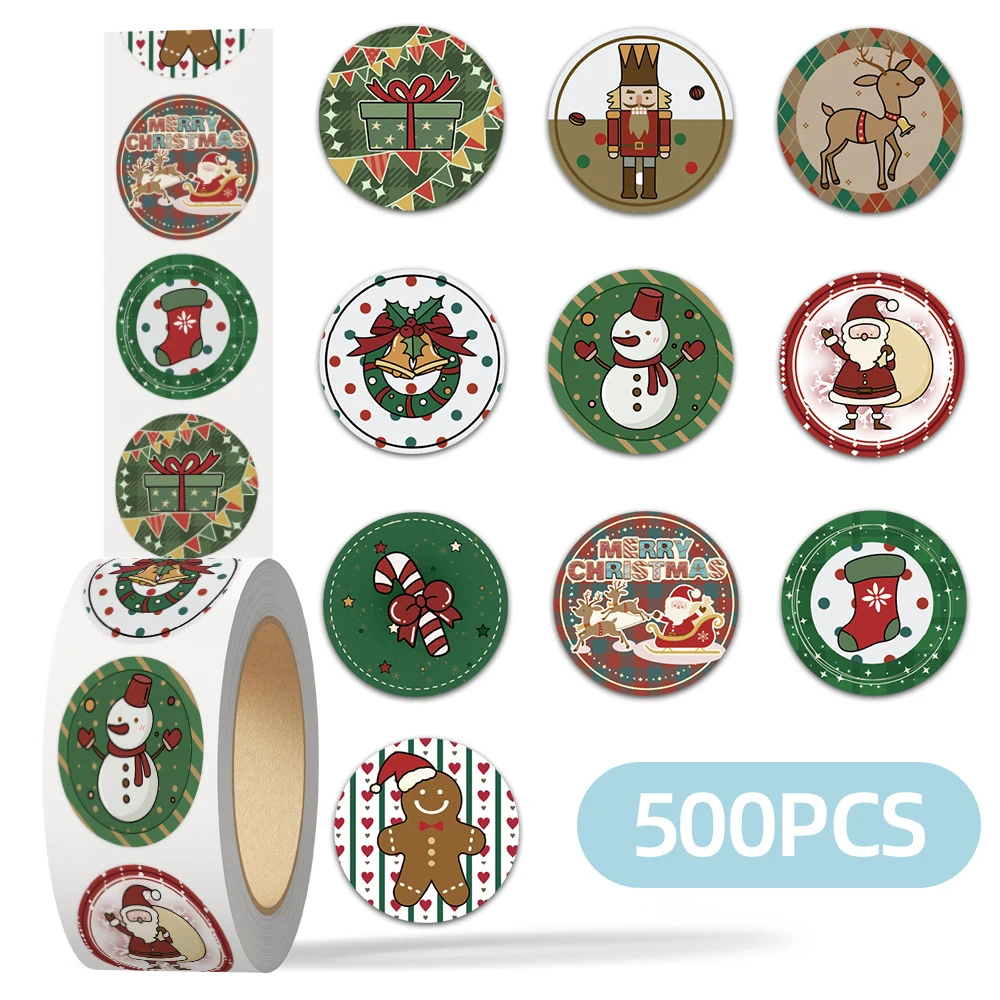 

500pcs/roll Christmas Santa Claus Sealing Stickers Cute Creative Graffiti Decals Guitar Phone Notebook Cartoon Sticker Toy Gift