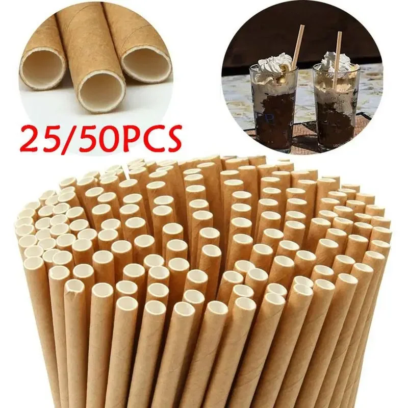 25 Pack Disposable Paper Straws Baby Shower Wedding Birthday Party Decoration Supplies Retro Straws