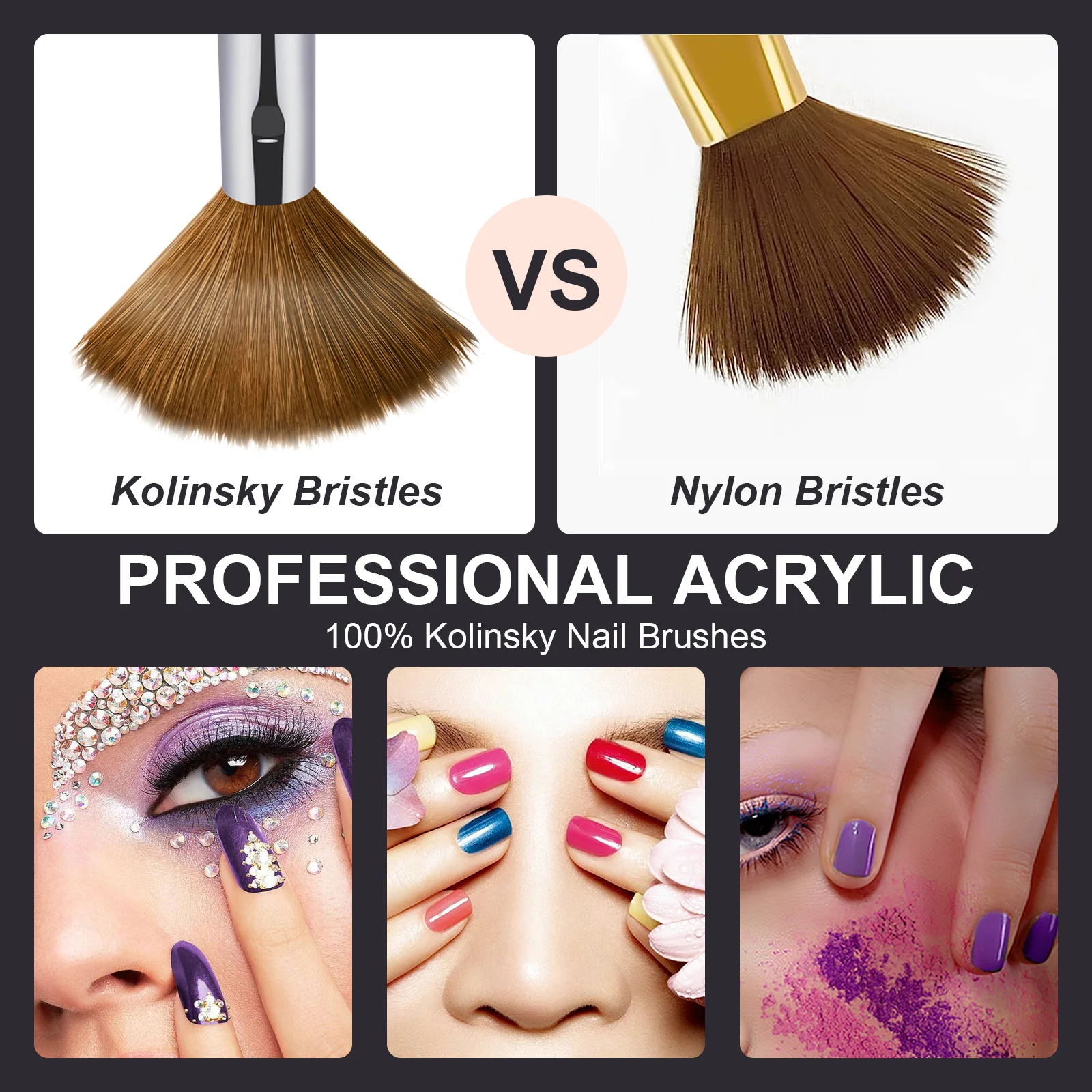 Shine Chance Acrylic Nail Brush, 100% Real Kolinsky Art Nail Brush for Acrylic Powder Application, Handmade Women Manicure Nail