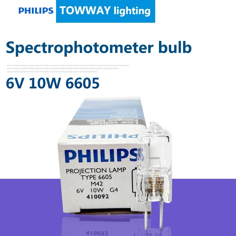 (2 uds) PHILIPS 6605 6V10W bombilla de microscopio médico espectrofotómetro de burbujas de arroz halógeno