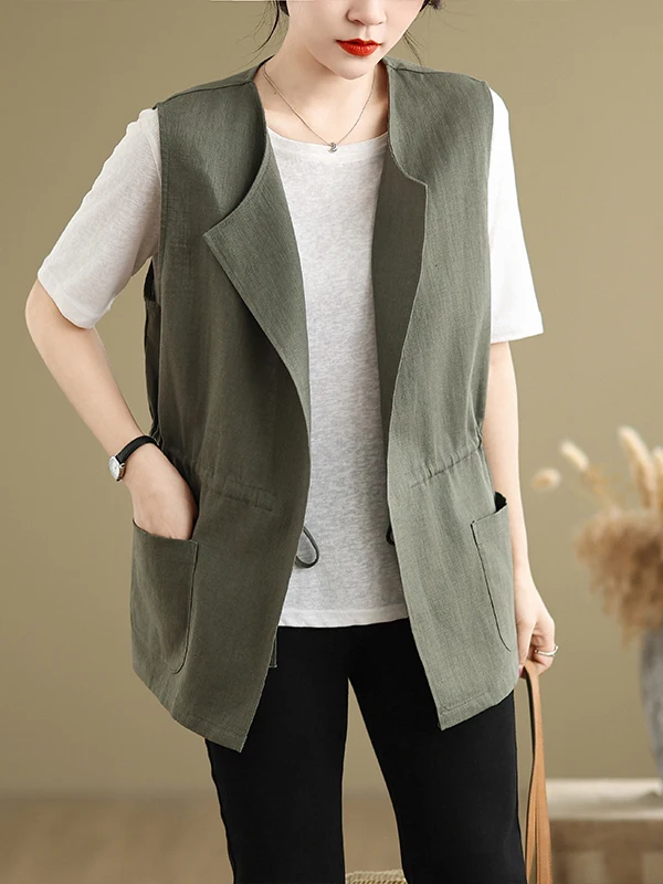 

Повседневный хлопково-льняной жилет, новинка весны 202, женский свободный тонкий универсальный топ на бретелях с колючками, жилет Jaet, летний