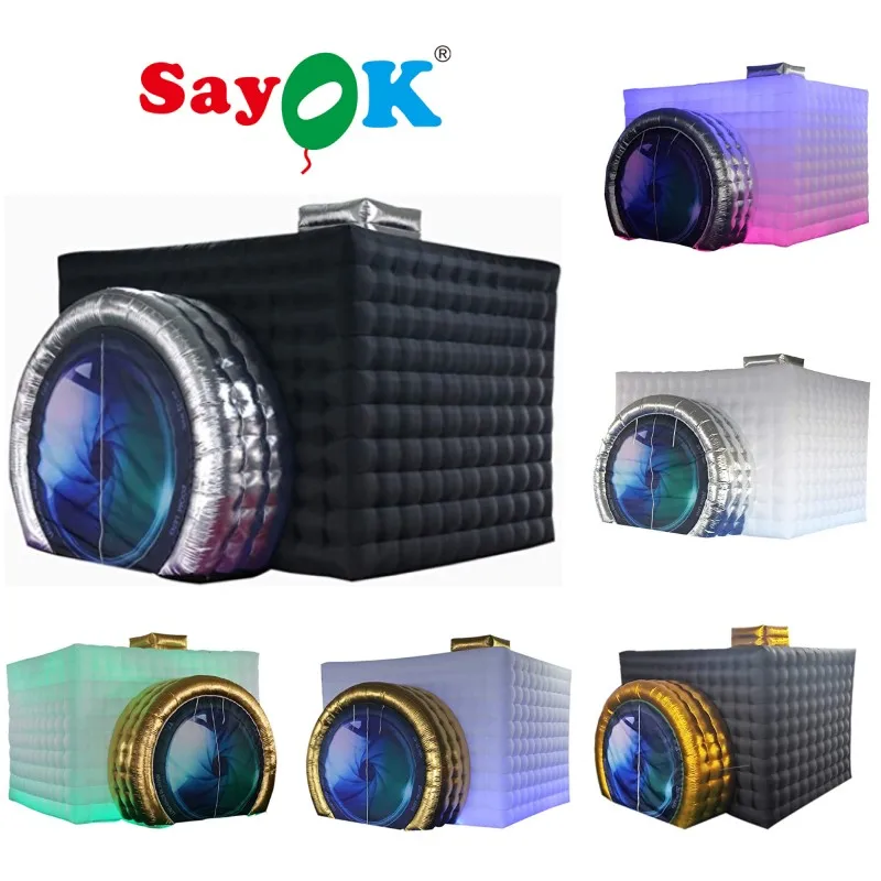 

Sayok Inflatable Camera Photo Booth Enclosure Inflatable Camera Cube Tent Photobooth Props Backdrop for Advertise Wedding Show