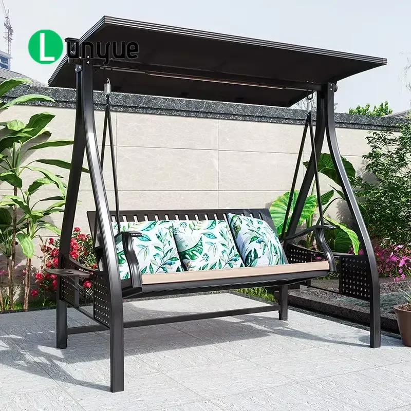3 Seater Outdoor Garden Swing with Awning High Quality Low MOQ Patio Terrace Furniture for Backyard Relaxation Durable
