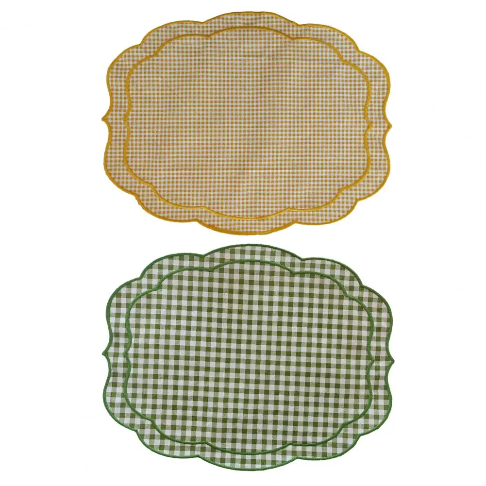 

Vintage Plaid Placemat Fresh Style Modern Decor Farmhouse Placemat for Dining Table Wedding Party Birthday Decor Grid Cup Pads