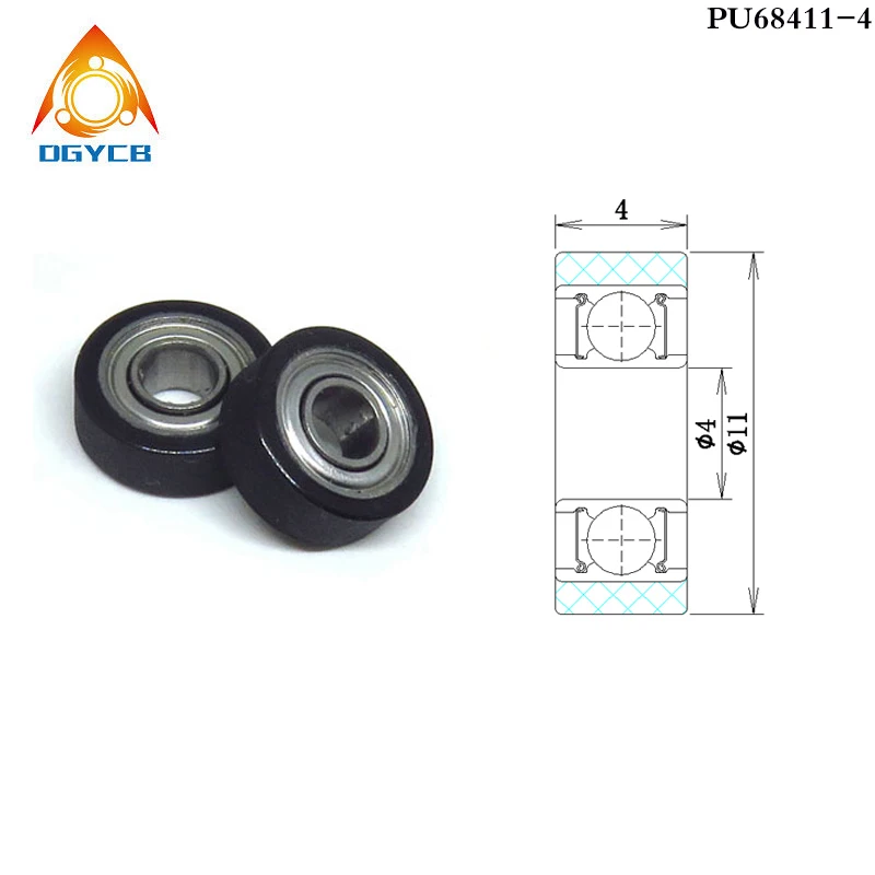 1pcs OD 10 mm PU Coated Rollers With 693 Bearing 3x10x4 mm PU69310-4 Polyurethane Forming Wheels PU693 Rubber Covered Pulleys