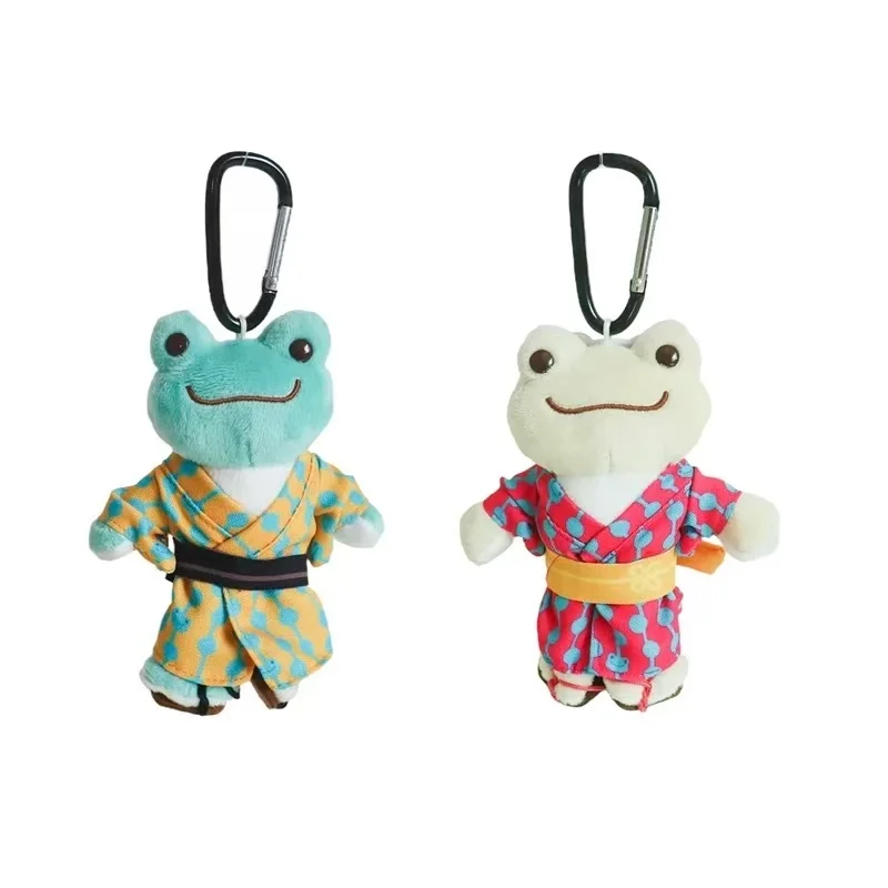 Japonês dos desenhos animados punk sapos brinquedo de pelúcia chaveiros sorridente quimono sapo boneca de pelúcia neko criatividade saco pingente mochila charme
