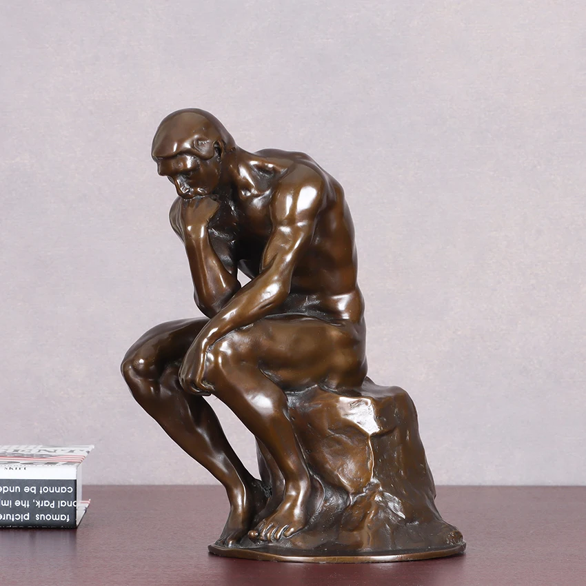 The Thinker Statue Sculpture by Rodin Bronze Replica Classic Famous Nude Thinking Man Figurine Art Home Decor