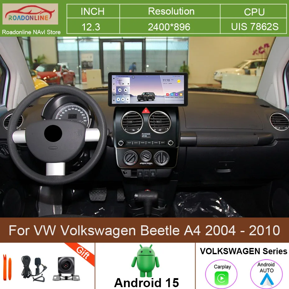 12.3INCH 8+256GB Car Radio For VW Volkswagen Beetle A4 2004 - 2010 Multimedia Player Carplay Android GPS Navigation WIFI