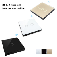 1/2/3gang 433MHz RF433 Remote Controller Wireless Controller With Tempered Glass Panel White Black Gold for RF433 Wall Switch