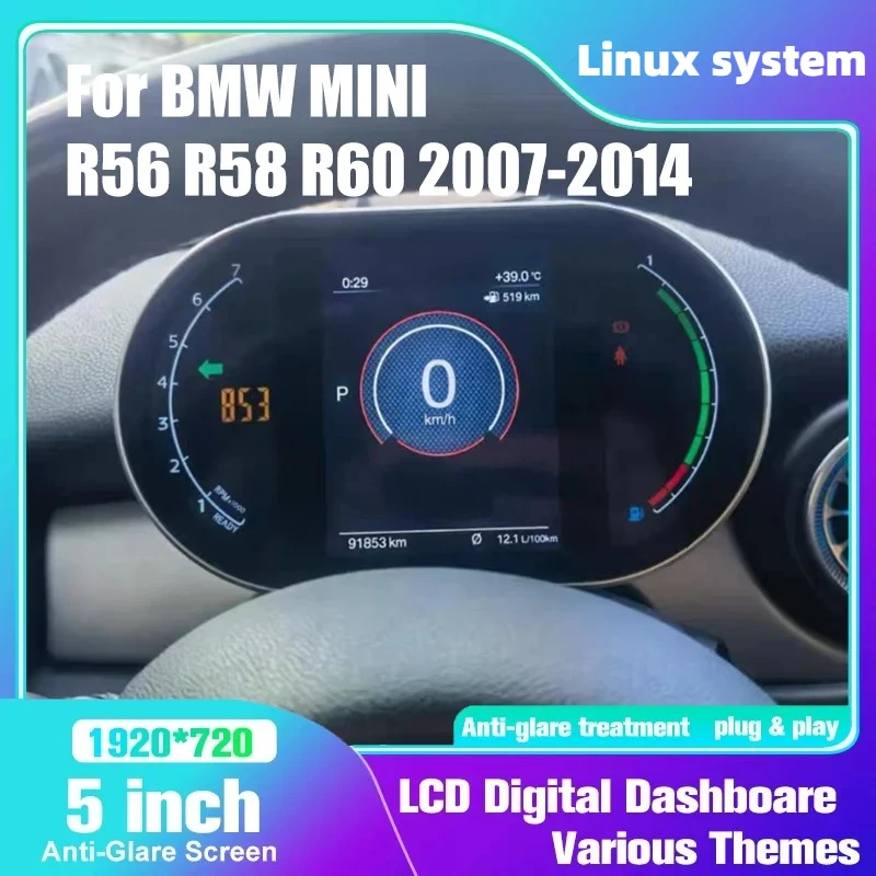 

Новая панель приборной панели системы Linux для BMW MINI R55 R56 R58 R60 2007-2014 R серии цифровой спидометр ЖК-панель приборов