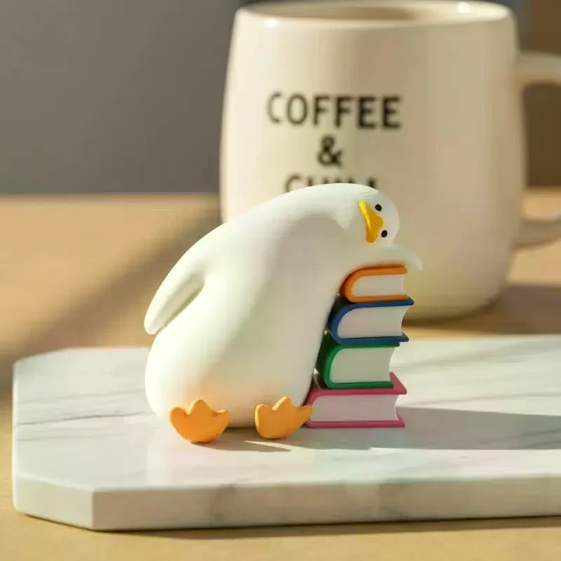 Cute Aesthetic Duck Bookend Decorative Resin Book Holder Non-Slip for Living Room Bookshelf Desktop Decor Unique Gift