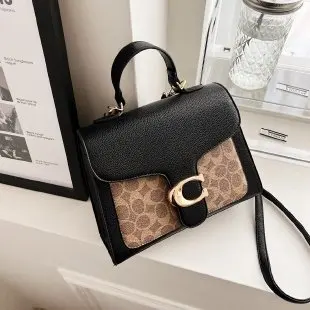 

2025 New Women's Bag Cover Type Magnetic Buckle Contrasting Color Design Portable Chain Messenger Bag Underarm Shoulder Bag Y2k