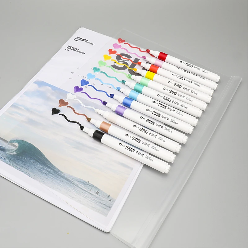 Acrylic Marker Pens Set 12/24 Colors Kids Drawing Markers Hand Drawn Pen School Accessories For Plastic Wood