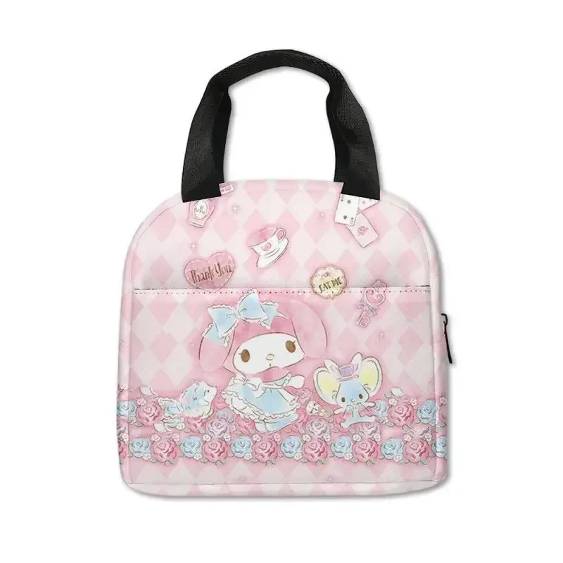 San Kawaii Torba do przechowywania lunchu Kuromi My Melody Wzór Przenośna torebka Izolowana torba do przechowywania pudełka bento wielokrotnego