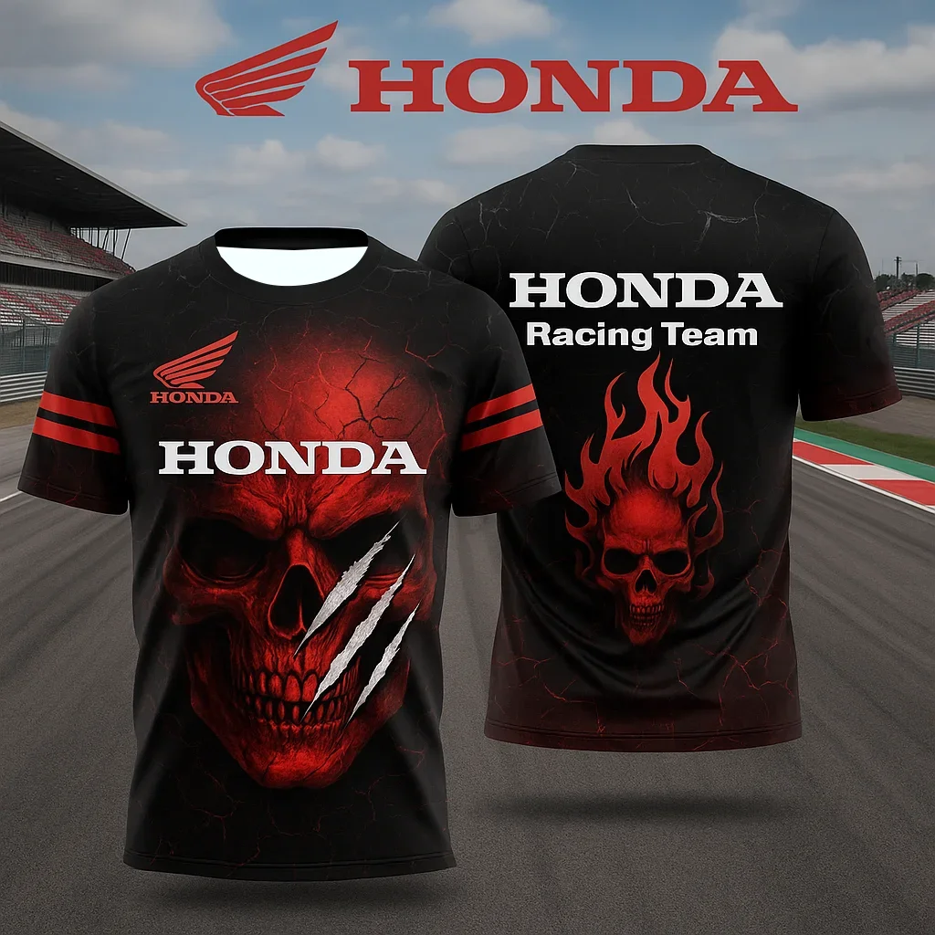 

Honda Racing Men's Summer T-shirt Quick Dry Motorcycle Biker Short Sleeve Lightweight Breathable Outdoor Riding Gear