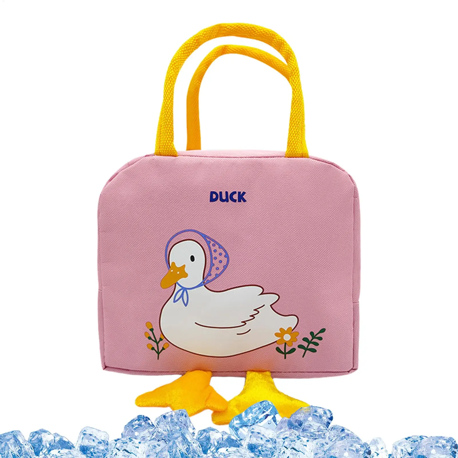 Cute Duck Design Lunch Bag, Reusable Insulated Tote for Hot & Cold Food, Portable Picnic Handbag for Women, School, Work Camping