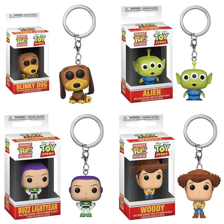 Disney movie FUNKO Pop Toy Story 4 Slinky Dog Buzz Lightyear Alien Woody Forky Keychain PVC Action Figure Model Toy For Children